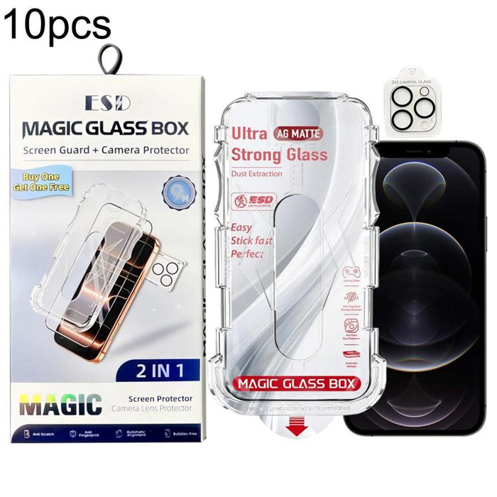10 unidades de película protectora de vidrio templado esmerilado a prueba de polvo para cajas, de fácil instalación, con película para lentes., For iPhone 17e / 16e, For iPhone 17 Pro Max, For iPhone 17 Pro, For iPhone 17, For iPhone Air               ...