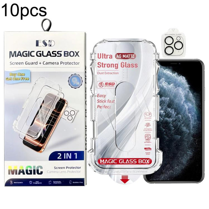 10 unidades de película protectora de vidrio templado esmerilado a prueba de polvo para cajas, de fácil instalación, con película para lentes., For iPhone 17e / 16e, For iPhone 17 Pro Max, For iPhone 17 Pro, For iPhone 17, For iPhone Air               ...