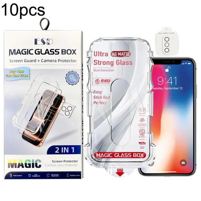 10 unidades de película protectora de vidrio templado esmerilado a prueba de polvo para cajas, de fácil instalación, con película para lentes., For iPhone 17e / 16e, For iPhone 17 Pro Max, For iPhone 17 Pro, For iPhone 17, For iPhone Air               ...