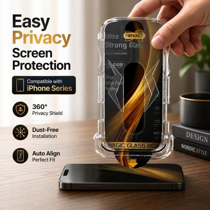 5 unidades de película de vidrio templado de privacidad 360 para caja a prueba de polvo de fácil instalación, For iPhone 17e / 16e / 14 / 13 Pro, For iPhone 17 Pro Max, For iPhone 17 Pro, For iPhone 17 / 16 Pro, For iPhone Air, For iPhone 16 Pro Max   ...