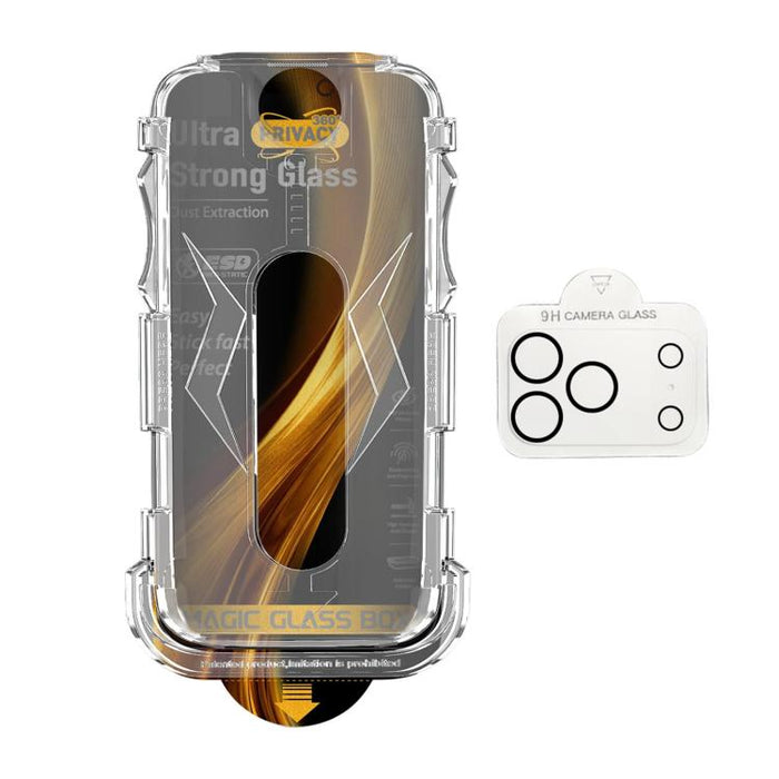 5 unidades de película de vidrio templado de privacidad 360 para caja a prueba de polvo de fácil instalación con película para lente, For iPhone 17e / 16e, For iPhone 17 Pro Max, For iPhone 17 Pro, For iPhone 17, For iPhone Air, For iPhone 16 Pro Max  ...