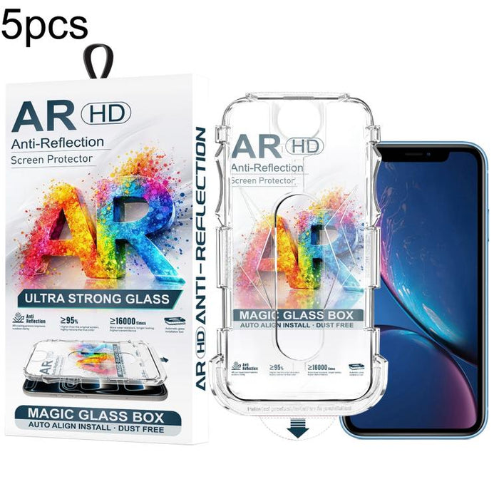 5 unidades de película de vidrio templado AR HD a prueba de polvo para caja de fácil instalación, For iPhone 17e / 16e / 14 / 13 Pro, For iPhone 17 Pro Max, For iPhone 17 Pro, For iPhone 17 / 16 Pro, For iPhone Air, For iPhone 16 Pro Max               ...