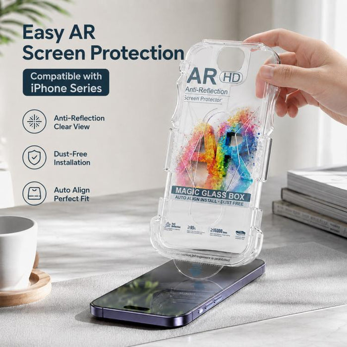 5 unidades de película de vidrio templado AR HD a prueba de polvo para caja de fácil instalación, For iPhone 17e / 16e / 14 / 13 Pro, For iPhone 17 Pro Max, For iPhone 17 Pro, For iPhone 17 / 16 Pro, For iPhone Air, For iPhone 16 Pro Max               ...