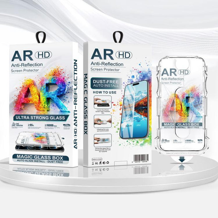 5 unidades de película de vidrio templado AR HD a prueba de polvo para caja de fácil instalación, For iPhone 17e / 16e / 14 / 13 Pro, For iPhone 17 Pro Max, For iPhone 17 Pro, For iPhone 17 / 16 Pro, For iPhone Air, For iPhone 16 Pro Max               ...