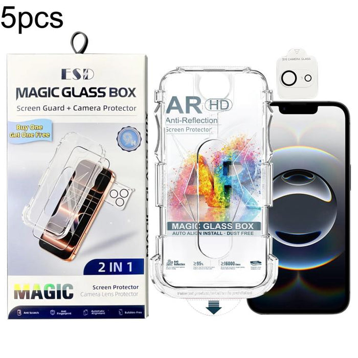 5 unidades de película protectora de vidrio templado AR HD a prueba de polvo de fácil instalación con película para lente, For iPhone 17e / 16e, For iPhone 17 Pro Max, For iPhone 17 Pro, For iPhone 17, For iPhone Air, For iPhone 16 Pro Max             ...