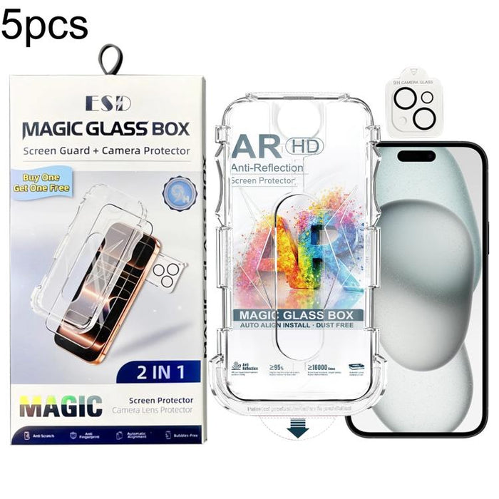 5 unidades de película protectora de vidrio templado AR HD a prueba de polvo de fácil instalación con película para lente, For iPhone 17e / 16e, For iPhone 17 Pro Max, For iPhone 17 Pro, For iPhone 17, For iPhone Air, For iPhone 16 Pro Max             ...