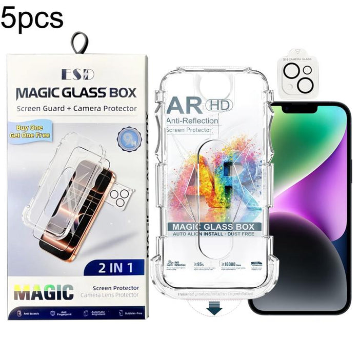 5 unidades de película protectora de vidrio templado AR HD a prueba de polvo de fácil instalación con película para lente, For iPhone 17e / 16e, For iPhone 17 Pro Max, For iPhone 17 Pro, For iPhone 17, For iPhone Air, For iPhone 16 Pro Max             ...