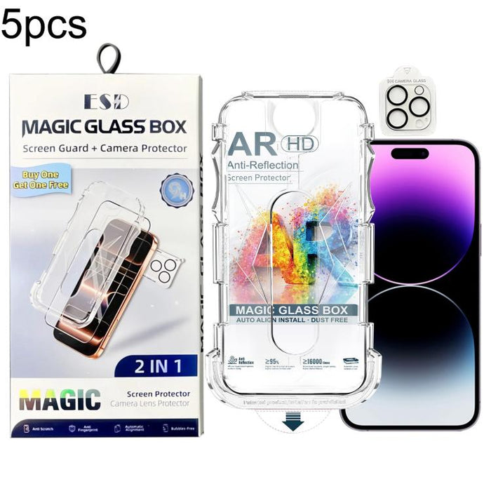 5 unidades de película protectora de vidrio templado AR HD a prueba de polvo de fácil instalación con película para lente, For iPhone 17e / 16e, For iPhone 17 Pro Max, For iPhone 17 Pro, For iPhone 17, For iPhone Air, For iPhone 16 Pro Max             ...