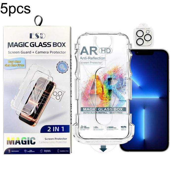 5 unidades de película protectora de vidrio templado AR HD a prueba de polvo de fácil instalación con película para lente, For iPhone 17e / 16e, For iPhone 17 Pro Max, For iPhone 17 Pro, For iPhone 17, For iPhone Air, For iPhone 16 Pro Max             ...