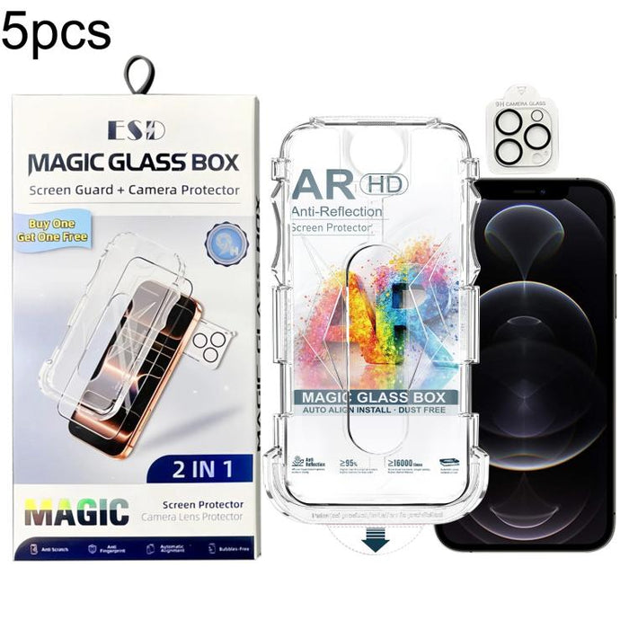 5 unidades de película protectora de vidrio templado AR HD a prueba de polvo de fácil instalación con película para lente, For iPhone 17e / 16e, For iPhone 17 Pro Max, For iPhone 17 Pro, For iPhone 17, For iPhone Air, For iPhone 16 Pro Max             ...