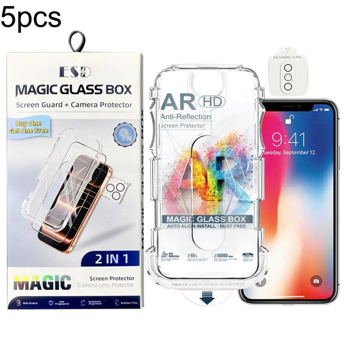 5 unidades de película protectora de vidrio templado AR HD a prueba de polvo de fácil instalación con película para lente, For iPhone 17e / 16e, For iPhone 17 Pro Max, For iPhone 17 Pro, For iPhone 17, For iPhone Air, For iPhone 16 Pro Max             ...
