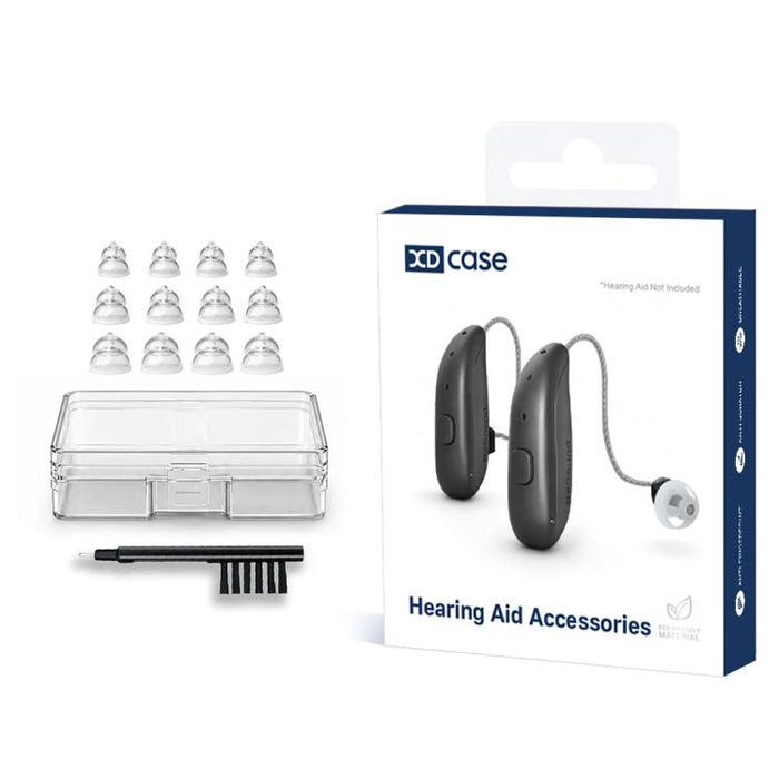 Kit de 6 pares de minicápsulas de silicona XDcase con herramientas de limpieza y estuche de transporte, tallas L/M/S, For Oticon Hearing Aids