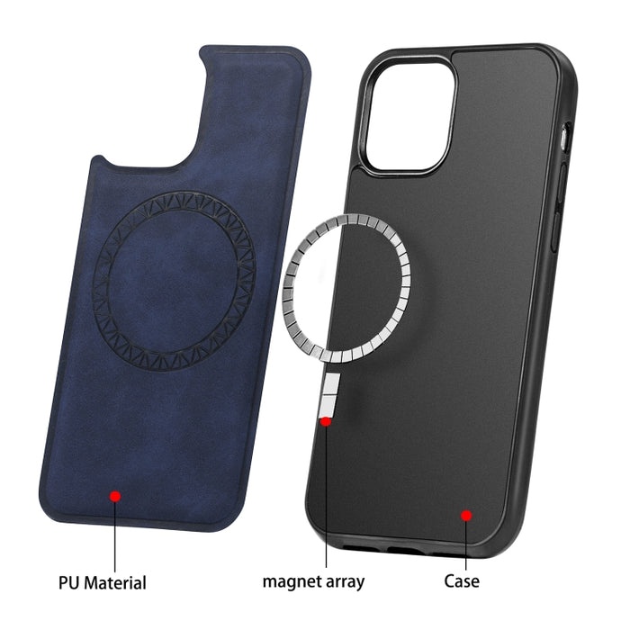 Estuche protector magnético de PU + TPU con estampado redondo de negocios retro