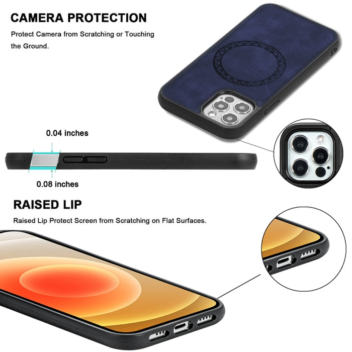 Estuche protector magnético de PU + TPU con estampado redondo de negocios retro
