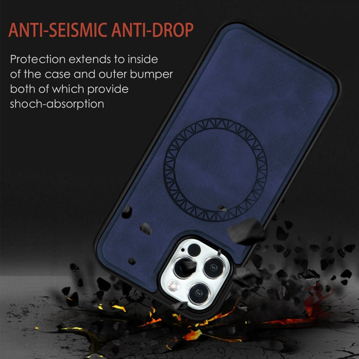 Estuche protector magnético de PU + TPU con estampado redondo de negocios retro