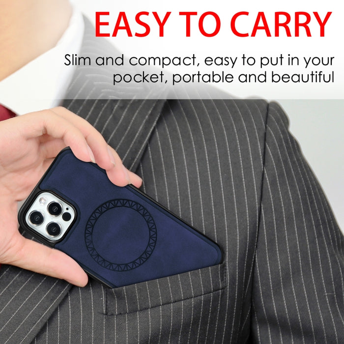 Estuche protector magnético de PU + TPU con estampado redondo de negocios retro