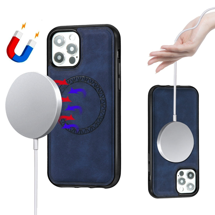 Estuche protector magnético de PU + TPU con estampado redondo de negocios retro