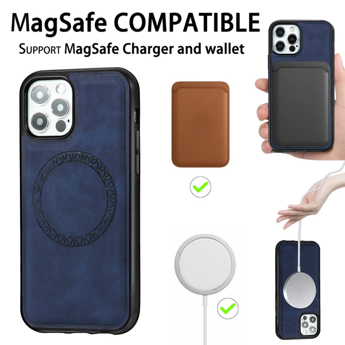 Estuche protector magnético de PU + TPU con estampado redondo de negocios retro