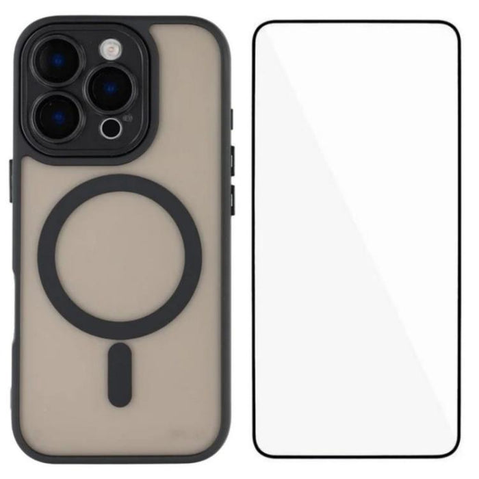 Funda para teléfono híbrida de PC y TPU magnética con tacto de piel WANLONFENG con protector de pantalla, For iPhone 13 Pro, For iPhone 13