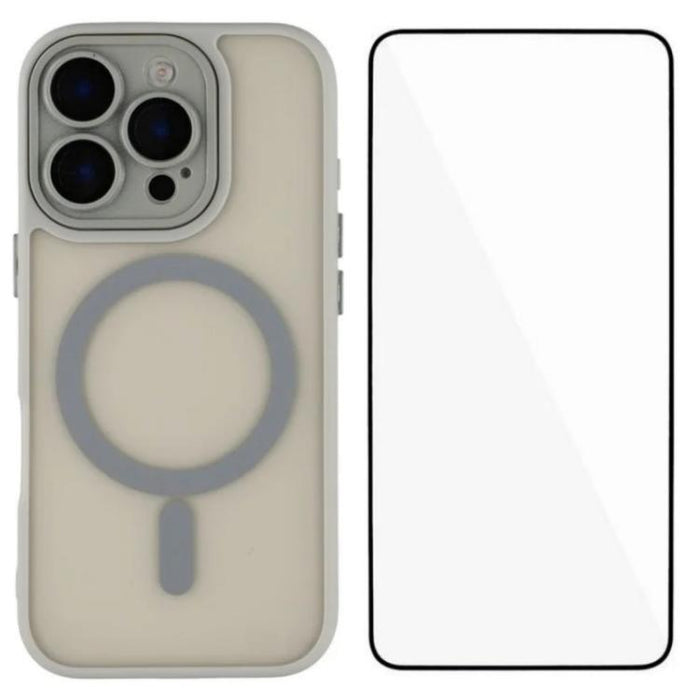 Funda para teléfono híbrida de PC y TPU magnética con tacto de piel WANLONFENG con protector de pantalla, For iPhone 13 Pro, For iPhone 13