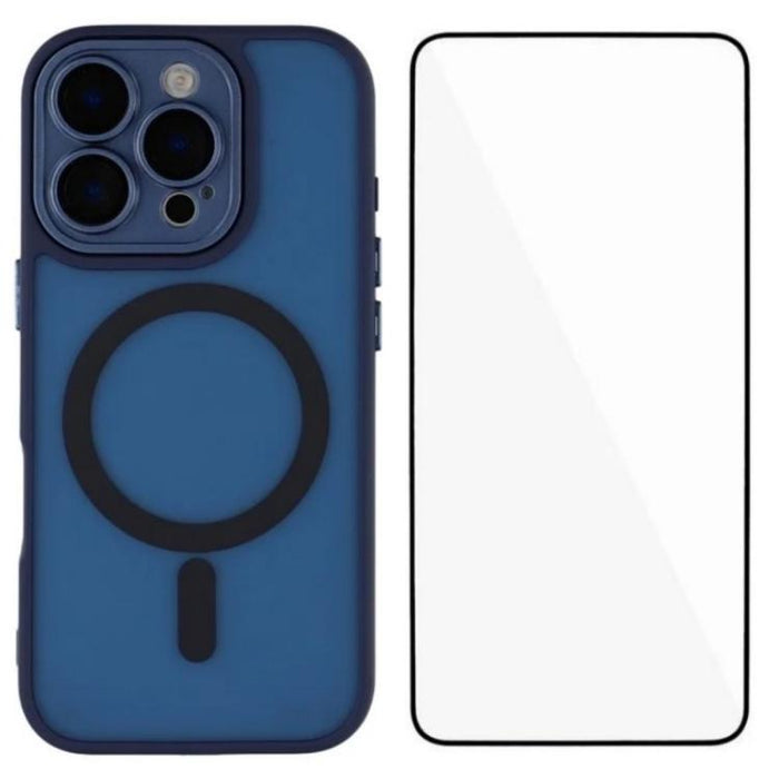 Funda para teléfono híbrida de PC y TPU magnética con tacto de piel WANLONFENG con protector de pantalla, For iPhone 13 Pro, For iPhone 13