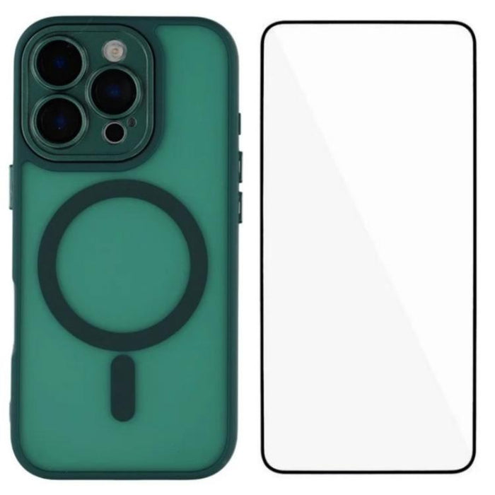 Funda para teléfono híbrida de PC y TPU magnética con tacto de piel WANLONFENG con protector de pantalla, For iPhone 13 Pro, For iPhone 13