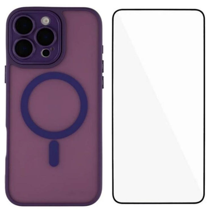 Funda para teléfono híbrida de PC y TPU magnética con tacto de piel WANLONFENG con protector de pantalla, For iPhone 13 Pro, For iPhone 13