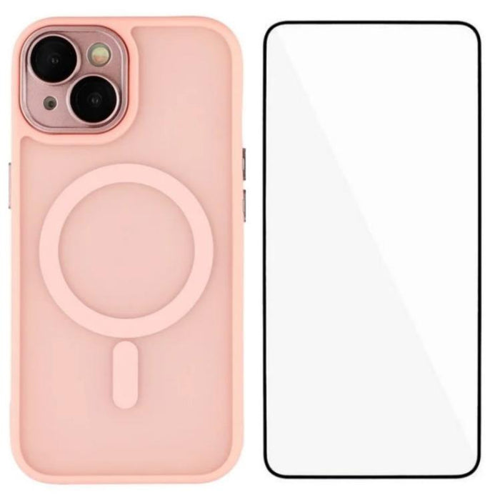 Funda para teléfono híbrida de PC y TPU magnética con tacto de piel WANLONFENG con protector de pantalla, For iPhone 13 Pro, For iPhone 13