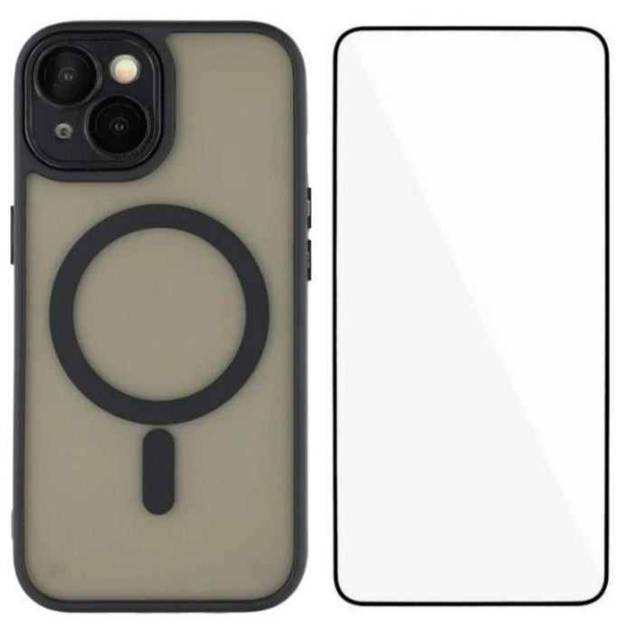 Funda para teléfono híbrida de PC y TPU magnética con tacto de piel WANLONFENG con protector de pantalla, For iPhone 13 Pro, For iPhone 13