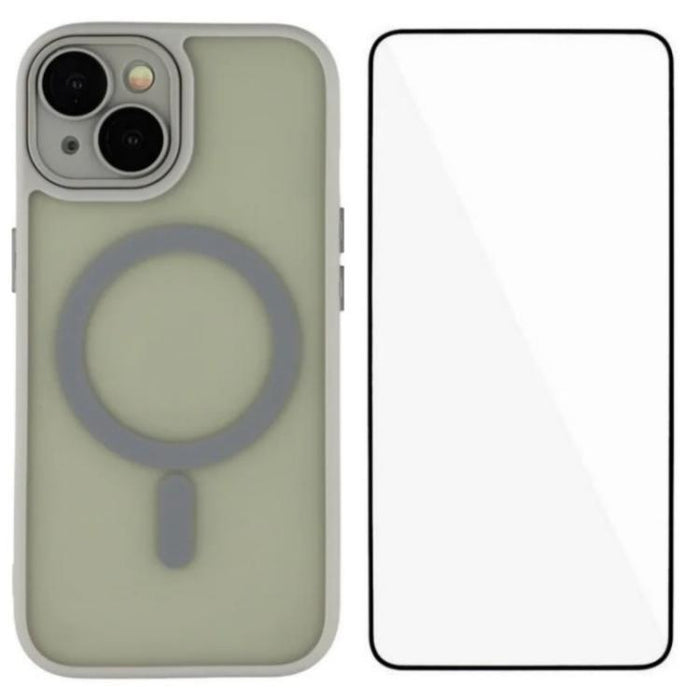 Funda para teléfono híbrida de PC y TPU magnética con tacto de piel WANLONFENG con protector de pantalla, For iPhone 13 Pro, For iPhone 13