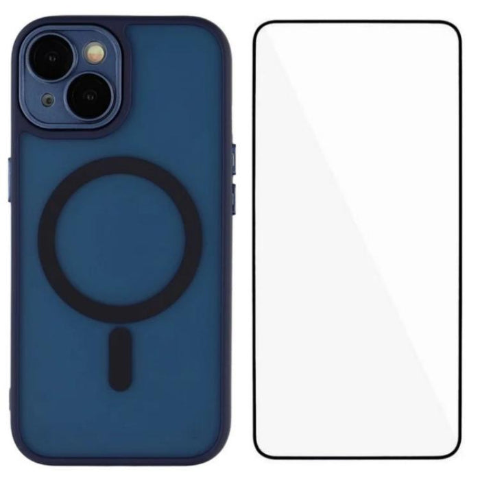 Funda para teléfono híbrida de PC y TPU magnética con tacto de piel WANLONFENG con protector de pantalla, For iPhone 13 Pro, For iPhone 13
