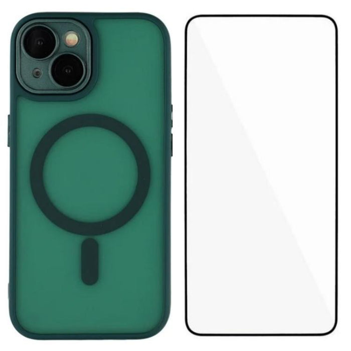 Funda para teléfono híbrida de PC y TPU magnética con tacto de piel WANLONFENG con protector de pantalla, For iPhone 13 Pro, For iPhone 13
