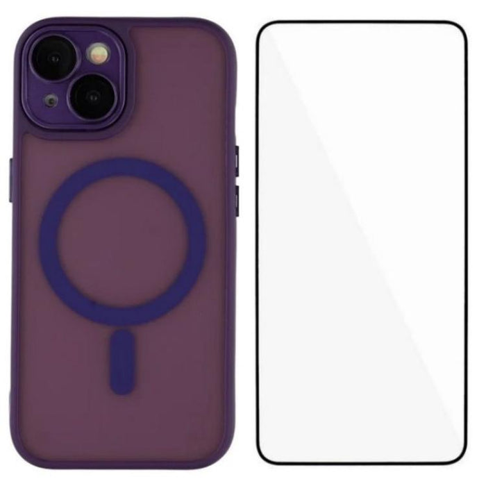 Funda para teléfono híbrida de PC y TPU magnética con tacto de piel WANLONFENG con protector de pantalla, For iPhone 13 Pro, For iPhone 13