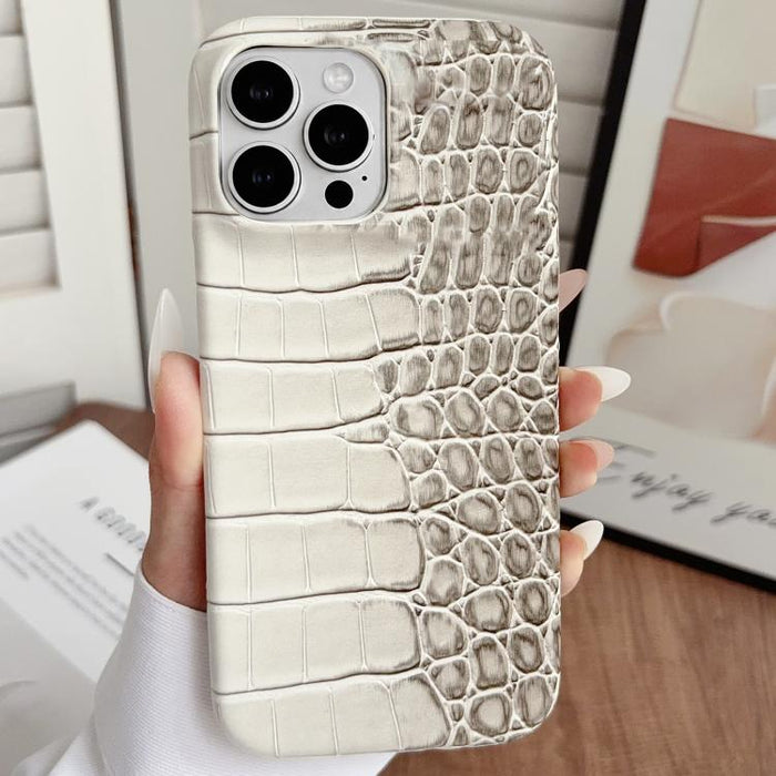 Funda para teléfono híbrida de PC y PU con textura de cocodrilo degradada, For iPhone 17 Pro Max, For iPhone 17 Pro, For iPhone 16 Pro Max, For iPhone 16 Pro, For iPhone 15 Pro Max, For iPhone 15 Pro