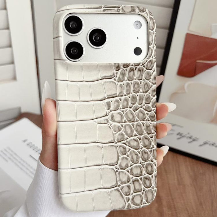 Funda para teléfono híbrida de PC y PU con textura de cocodrilo degradada, For iPhone 17 Pro Max, For iPhone 17 Pro, For iPhone 16 Pro Max, For iPhone 16 Pro, For iPhone 15 Pro Max, For iPhone 15 Pro