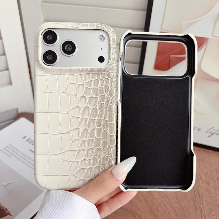 Funda para teléfono híbrida de PC y PU con textura de cocodrilo degradada, For iPhone 17 Pro Max, For iPhone 17 Pro, For iPhone 16 Pro Max, For iPhone 16 Pro, For iPhone 15 Pro Max, For iPhone 15 Pro