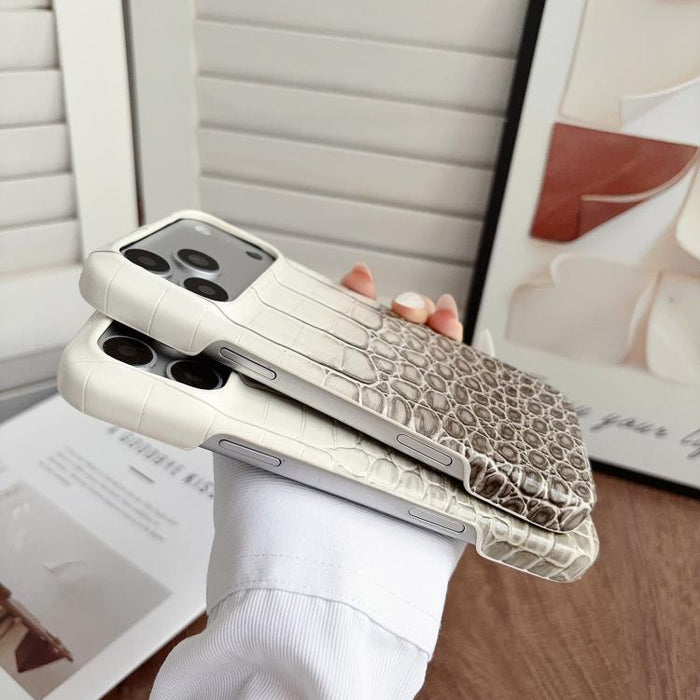 Funda para teléfono híbrida de PC y PU con textura de cocodrilo degradada, For iPhone 17 Pro Max, For iPhone 17 Pro, For iPhone 16 Pro Max, For iPhone 16 Pro, For iPhone 15 Pro Max, For iPhone 15 Pro
