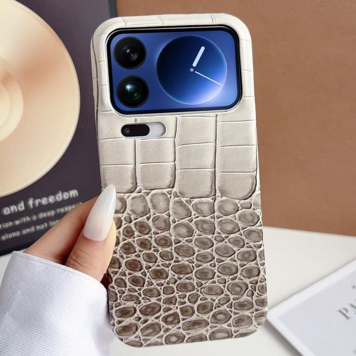 Funda para teléfono híbrida de PC y PU con textura de cocodrilo degradada, For Xiaomi 17 Pro Max, For Xiaomi 17 Pro