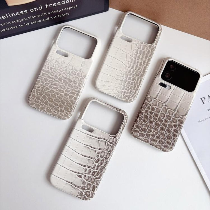 Funda para teléfono híbrida de PC y PU con textura de cocodrilo degradada, For Xiaomi 17 Pro Max, For Xiaomi 17 Pro