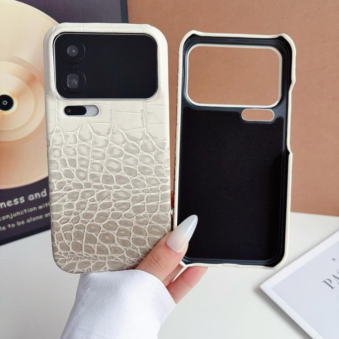 Funda para teléfono híbrida de PC y PU con textura de cocodrilo degradada, For Xiaomi 17 Pro Max, For Xiaomi 17 Pro