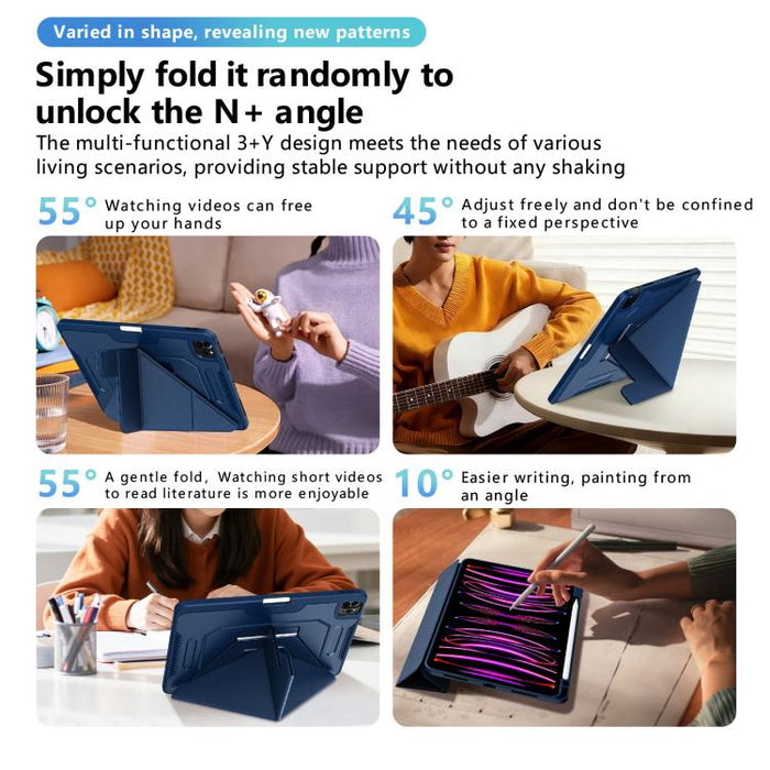 Funda plegable triple de piel vegana con soporte pivotante y ranura para lápiz., For iPad Air 11 2026 / 2025 / 2024, For iPad 2025 / 2022