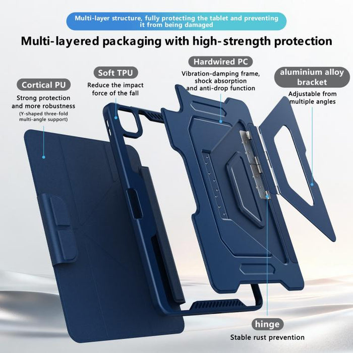 Funda plegable triple de piel vegana con soporte pivotante y ranura para lápiz., For iPad Air 11 2026 / 2025 / 2024, For iPad 2025 / 2022