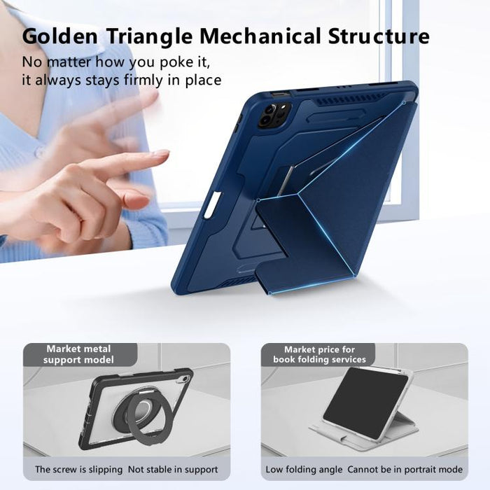 Funda plegable triple de piel vegana con soporte pivotante y ranura para lápiz., For iPad Air 11 2026 / 2025 / 2024, For iPad 2025 / 2022
