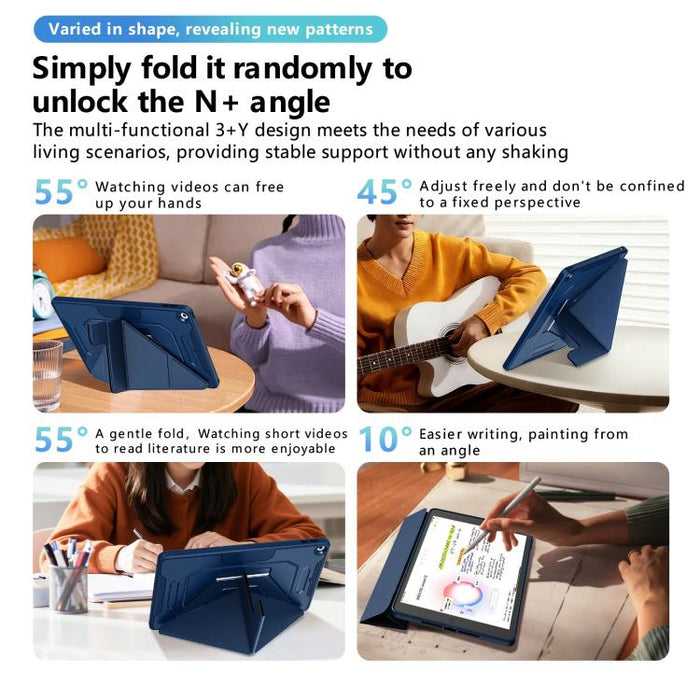 Funda plegable de piel vegana con soporte pivotante triple para tablet., For iPad 10.2 2021 / 2020 / 2019
