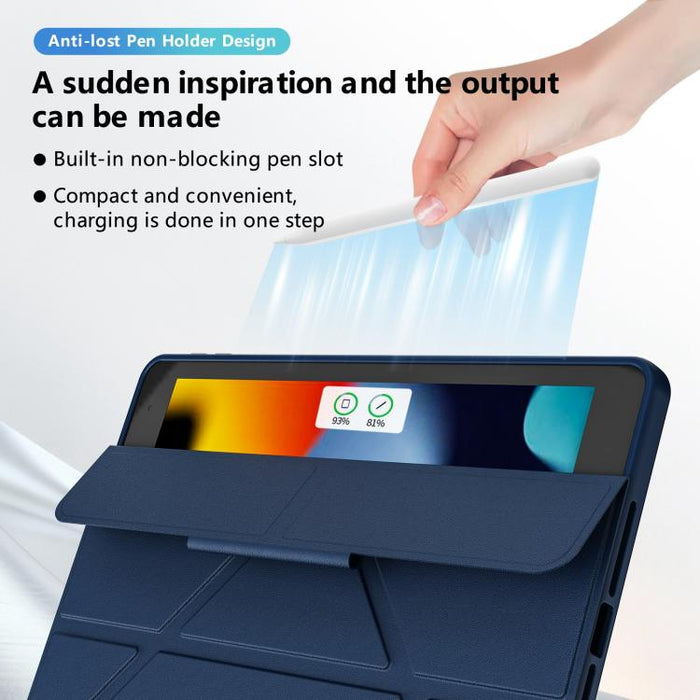Funda plegable de piel vegana con soporte pivotante triple para tablet., For iPad 10.2 2021 / 2020 / 2019