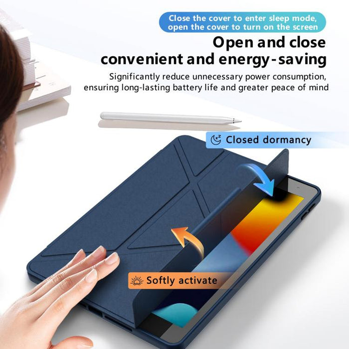 Funda plegable de piel vegana con soporte pivotante triple para tablet., For iPad 10.2 2021 / 2020 / 2019