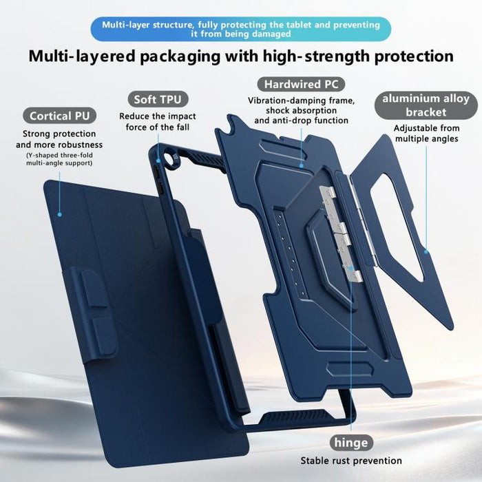 Funda plegable de piel vegana con soporte pivotante triple para tablet., For iPad 10.2 2021 / 2020 / 2019