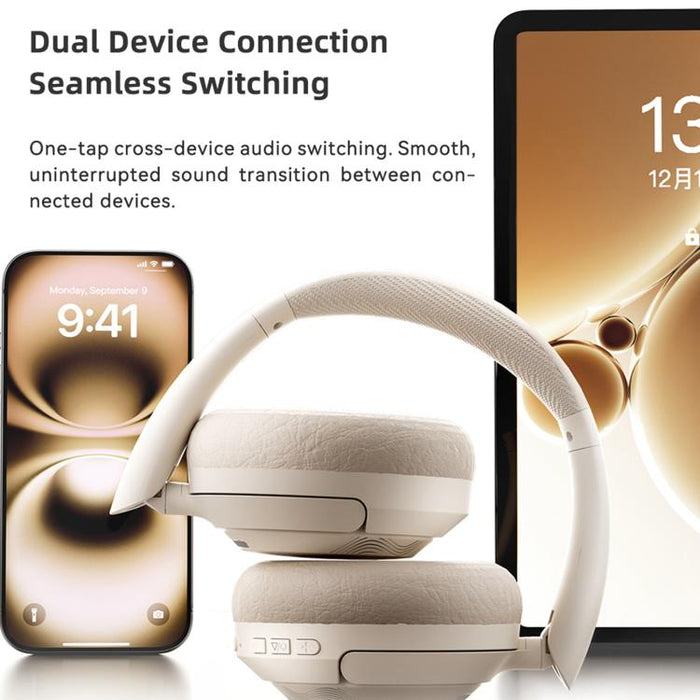 Auriculares inalámbricos Bluetooth V10 con cancelación activa de ruido y ajuste supraaural.