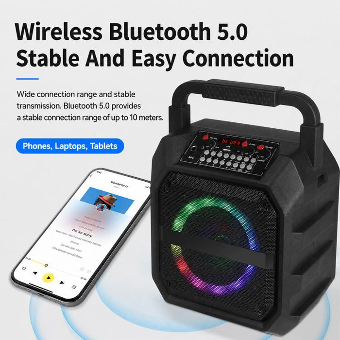 Altavoz Bluetooth inalámbrico portátil para exteriores K6S con micrófono y 2 pilas AA., with 2pcs Microphone