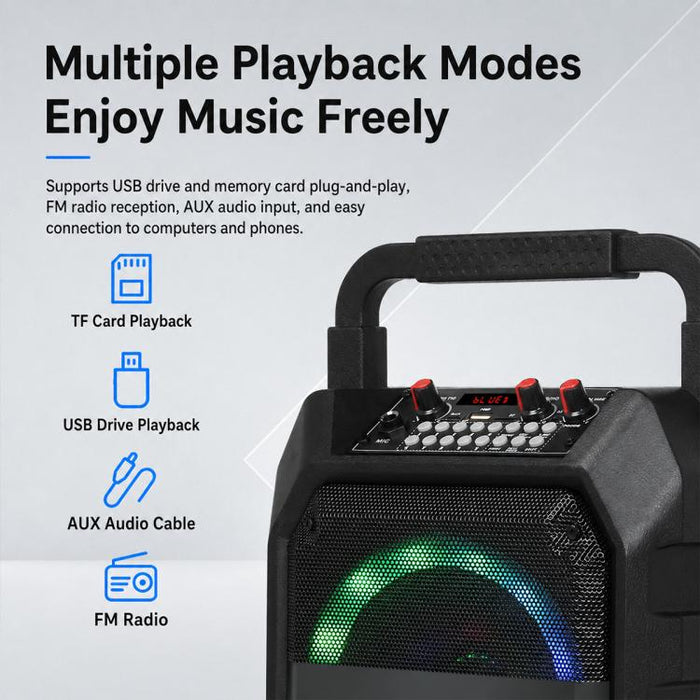 Altavoz Bluetooth inalámbrico portátil para exteriores K6S con micrófono y 2 pilas AA., with 2pcs Microphone